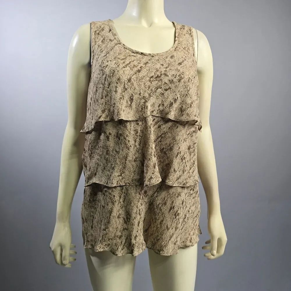 Michael Kors Tan Tiered Sleeveless Tank Top R3